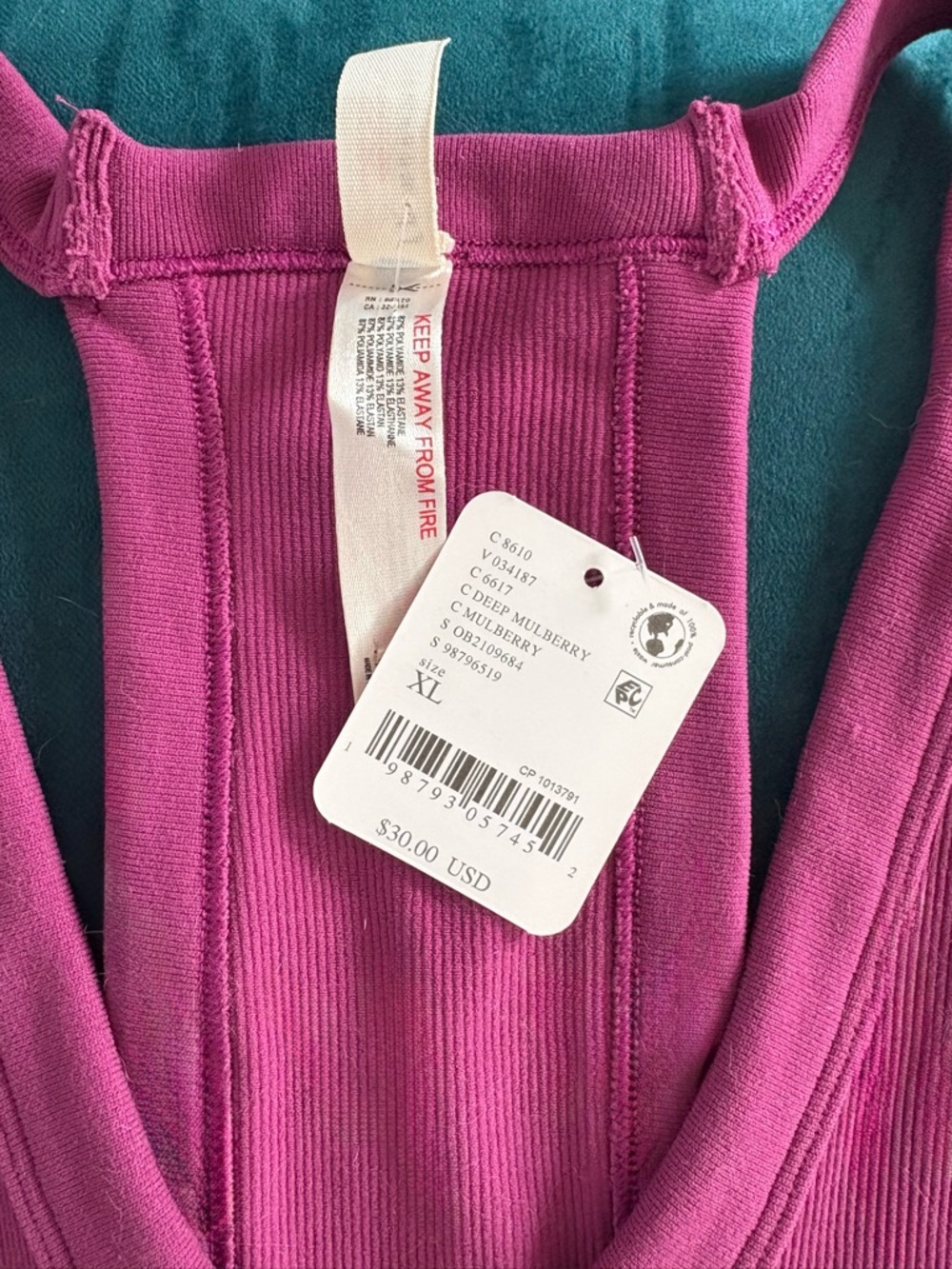 Free People FP Movement All Clear V-Neck Cami Deep Mulberry Racerback Bra NWT - Picture 5 of 5